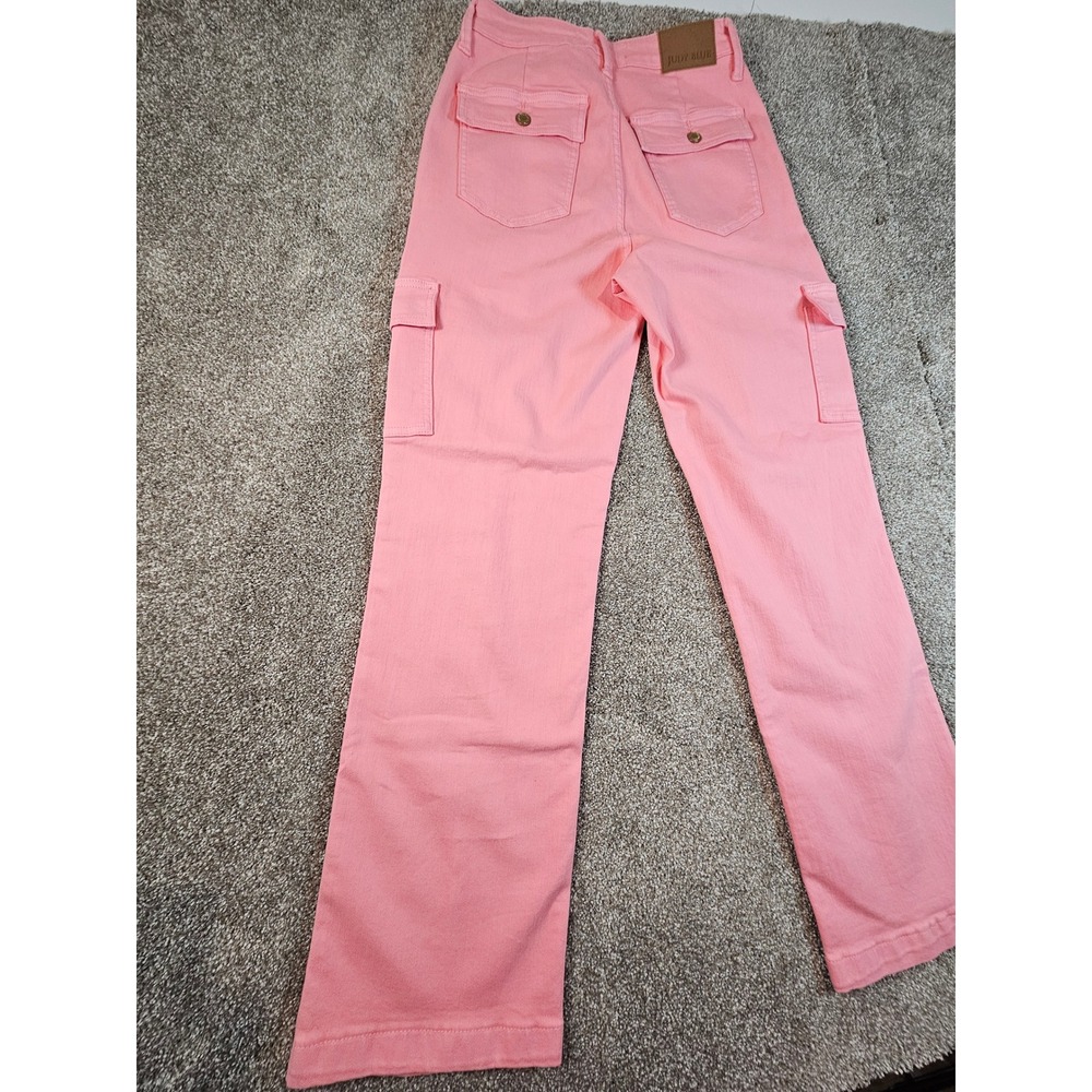 Judy Blue Pink Garment Dyed Cargo Straight Leg Jeans Womens 5/27 JB88837 C - Picture 5 of 15